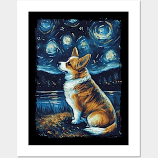 Corgi Starry Night Posters and Art